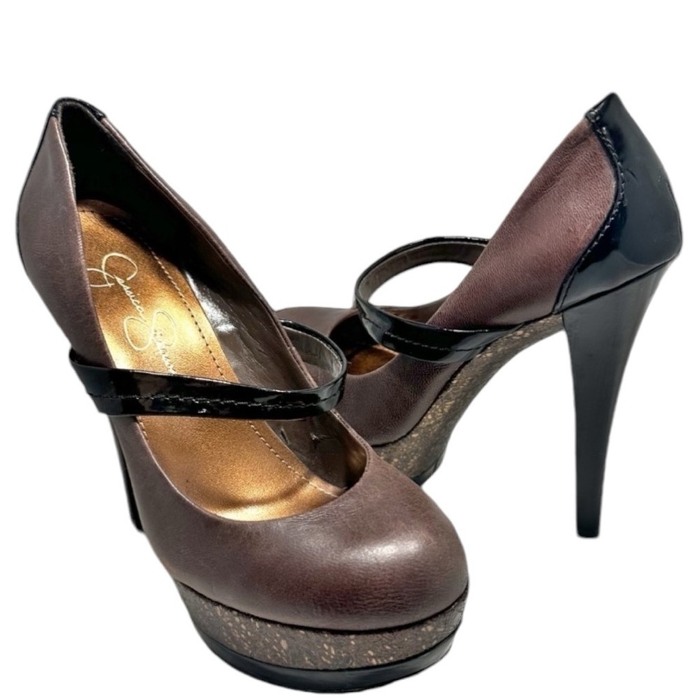 NEW! Jessica Simpson Brown Platform Heels w/ Strap Size 6B
